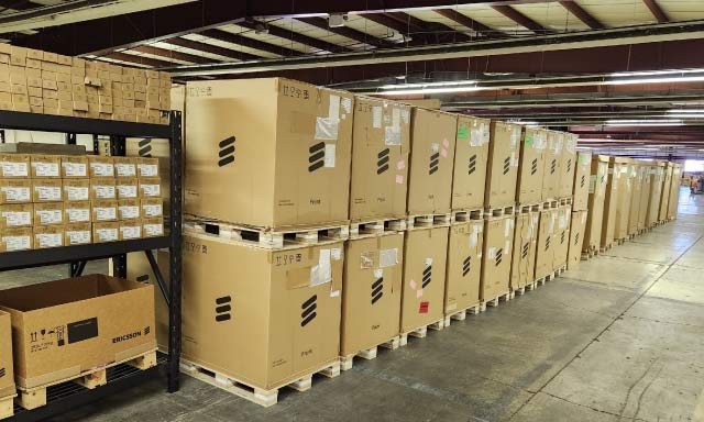 Ericsson equipment ready to be shipped from Xtreme Enterprises warehouse